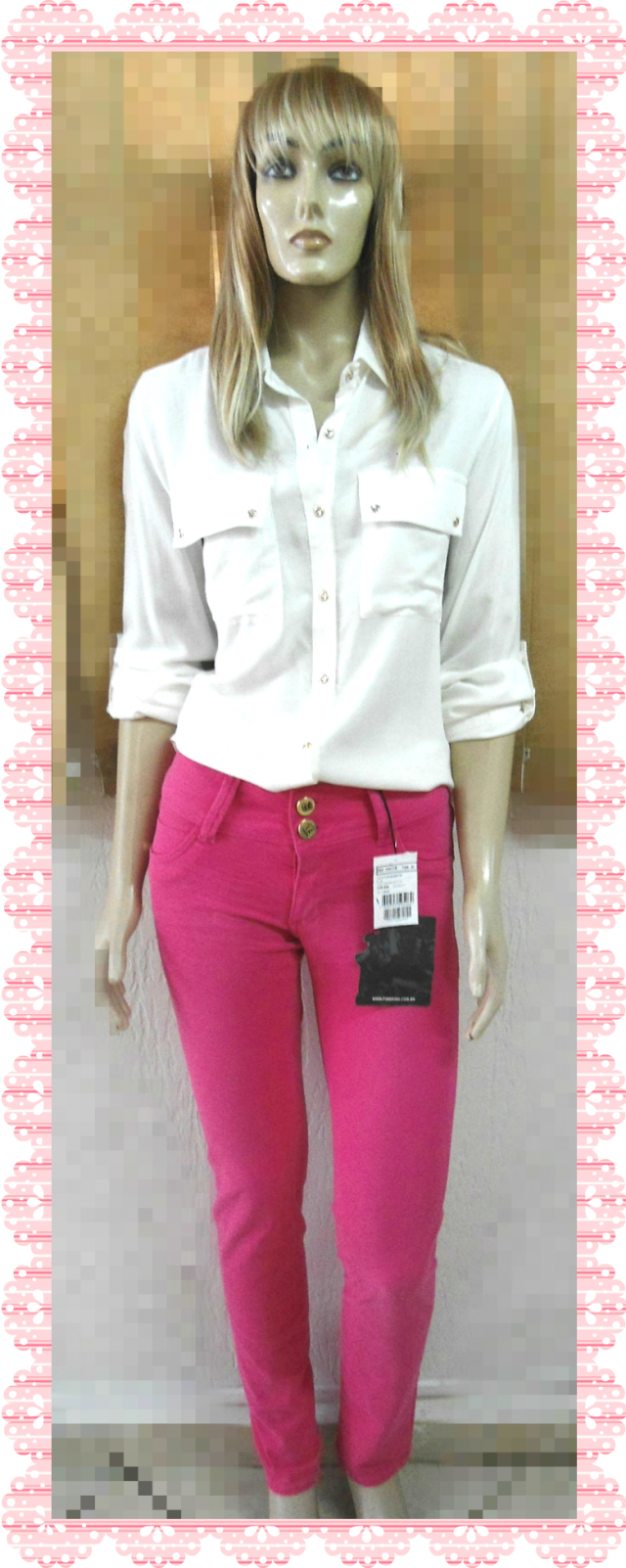 Camisa Branca Feminina Calça Pink Fido Dido