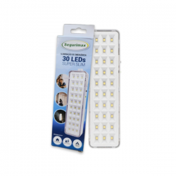 Iluminação de Emergência LED Autônoma 30 LEDs Super Slim Recarregável Segurimax Ft36004