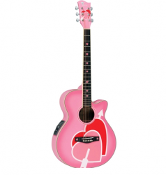 Violão Aço Elétrico Eagle CH 11 Rosa desenhado 